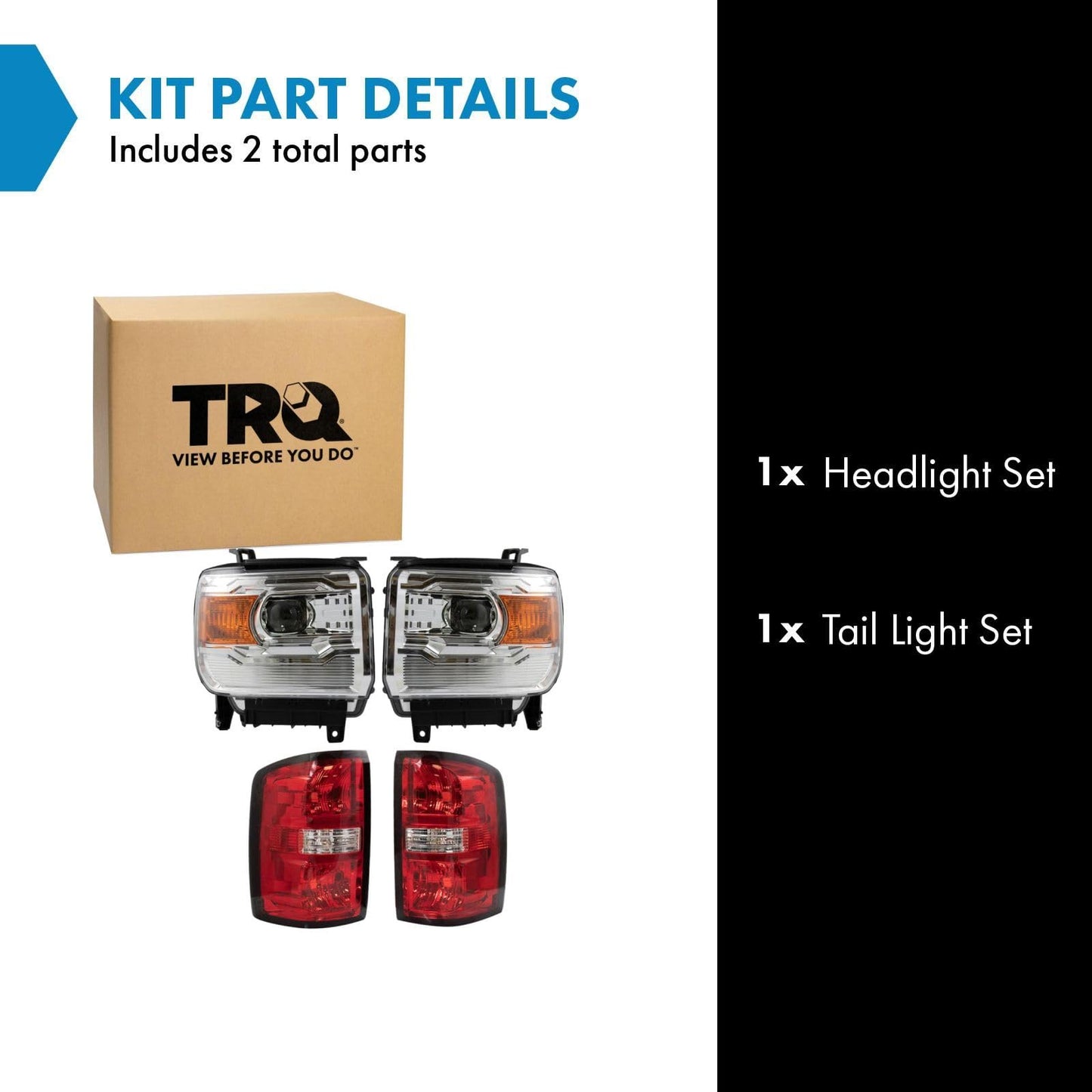 Trq Lighting Kit Driver & Passenger Side Compatible With 2014-2015 Gmc Sierra 1500 2015-2018 Sierra 2500 Hd Sierra 3500 Hd Gm2502394 Gm2503394 Gm2800262 Gm2801262