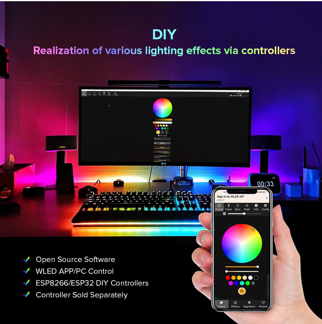 Btf-Lighting Sk6812(Similar Ws2812B) Rgbw Rgb+Cool White(6000K) Individually Addressable Dc12V 16.4Ft 60Led/M 4 Colors In 1 Light Dream Color Led Strip Ip68 White Pcb(No Adapter Or Controller)