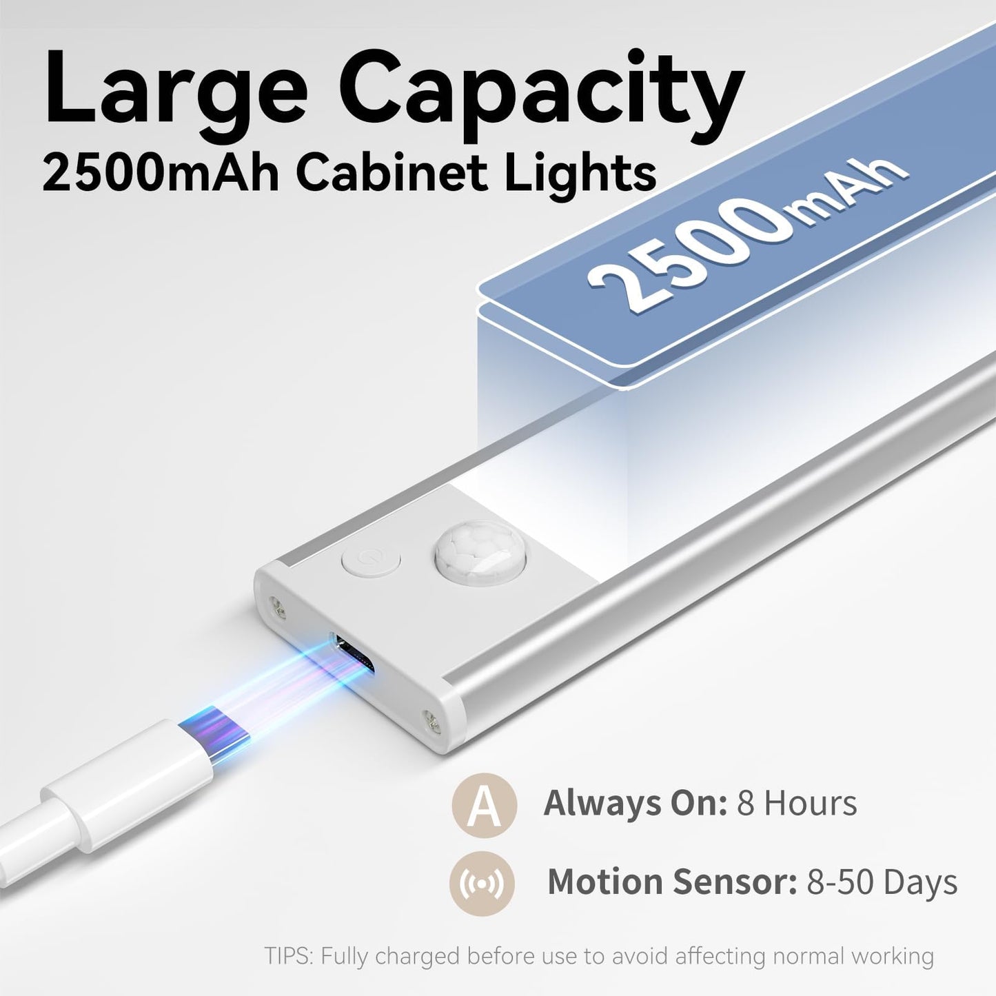 Under Cabinet Lighting  Led Magnetic Motion Activated Under Cabinet Lights  Rechargeable Closet Lights 2500Mah Battery Operated  Wireless Dimmable Under Counter Lights For Kitchen Hallway 3 Pack