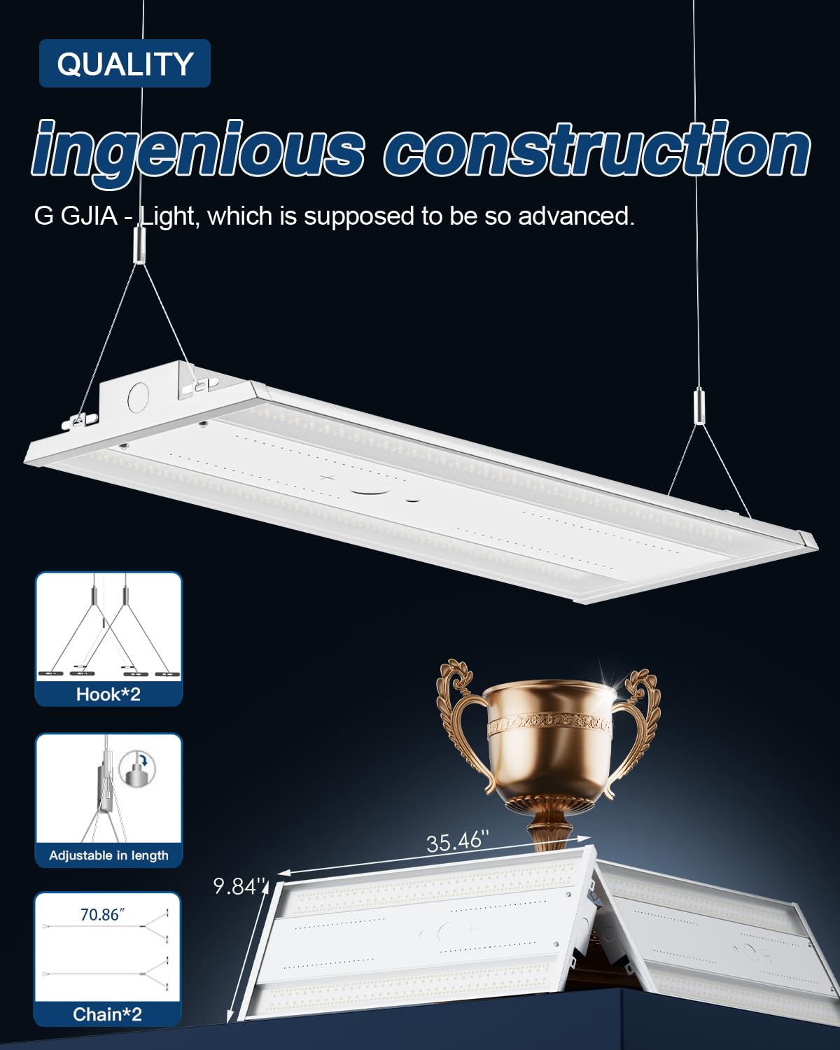 G Gjia Led Linear High Bay Light 16-Pack  300W 45000Lm 0-10V Dimmable 5000K Daylight  Adjustable High Bay Led Shop Lights Lighting Fixtures For Garage Warehouse Workshop  Ul
