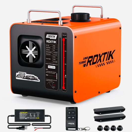 RDXTIK 9L Diesel Heater, 8KW 12V/24V/110V/240V All in One Diesel Heater with LCD Switch, Remote Control, Muffler for Truck, RV, Home, Car, Campers, Boat, Orange