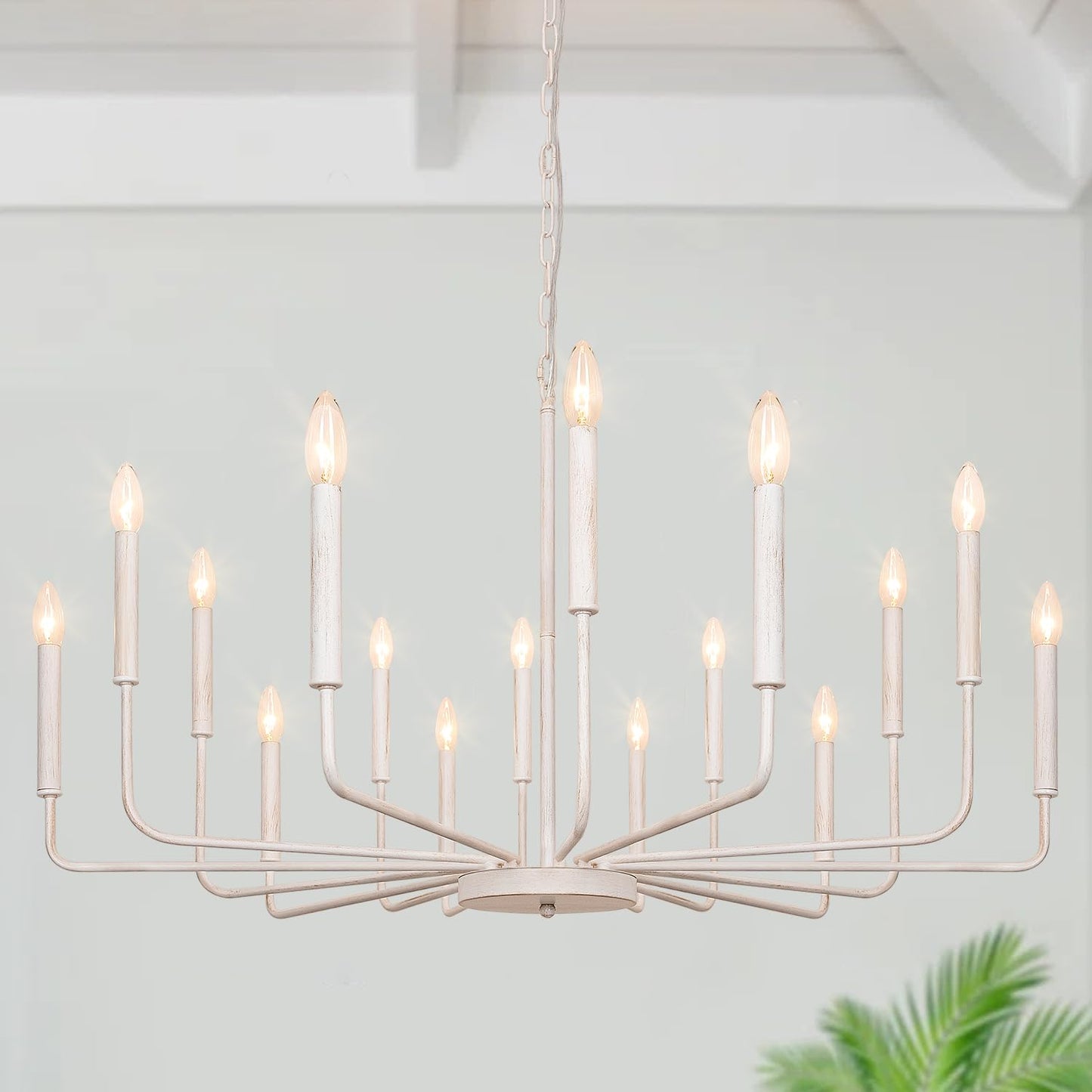 French Country Chandelier  16 Light Farmhouse Chandeliers For Dining Room Lighting Fixtures Hanging  White Chandelier Light Fixture  Industrial Chandeliers For Living Room Kitchen Staircase Foyer