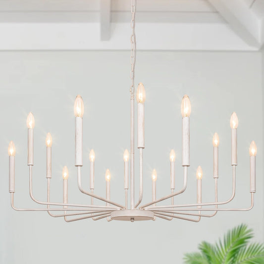 French Country Chandelier  16 Light Farmhouse Chandeliers For Dining Room Lighting Fixtures Hanging  White Chandelier Light Fixture  Industrial Chandeliers For Living Room Kitchen Staircase Foyer