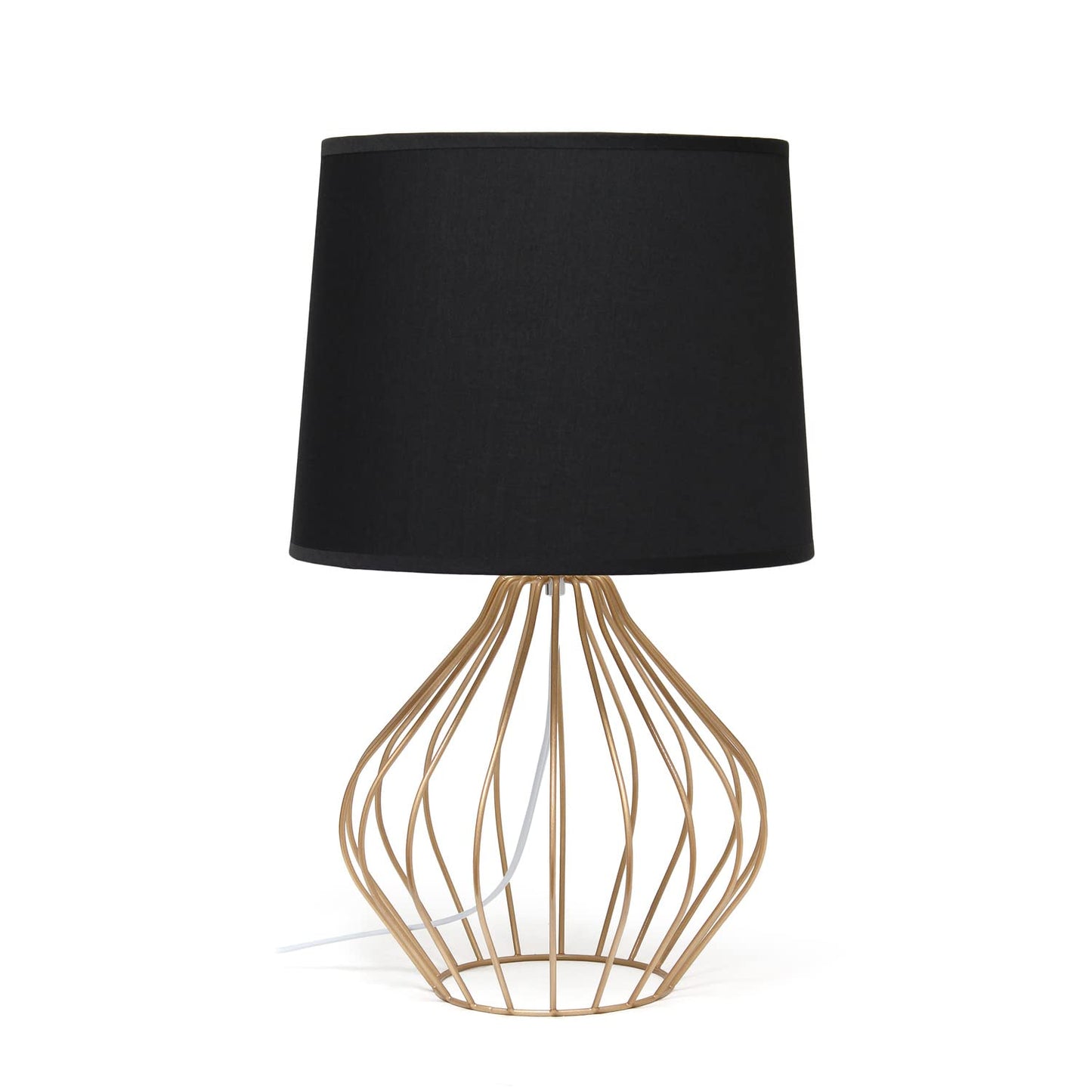 Simple Designs LT2086-BOC Bedside Table Lamp, Iron, Copper/Black, 12.25inL x 12.25inW x 19.75inH