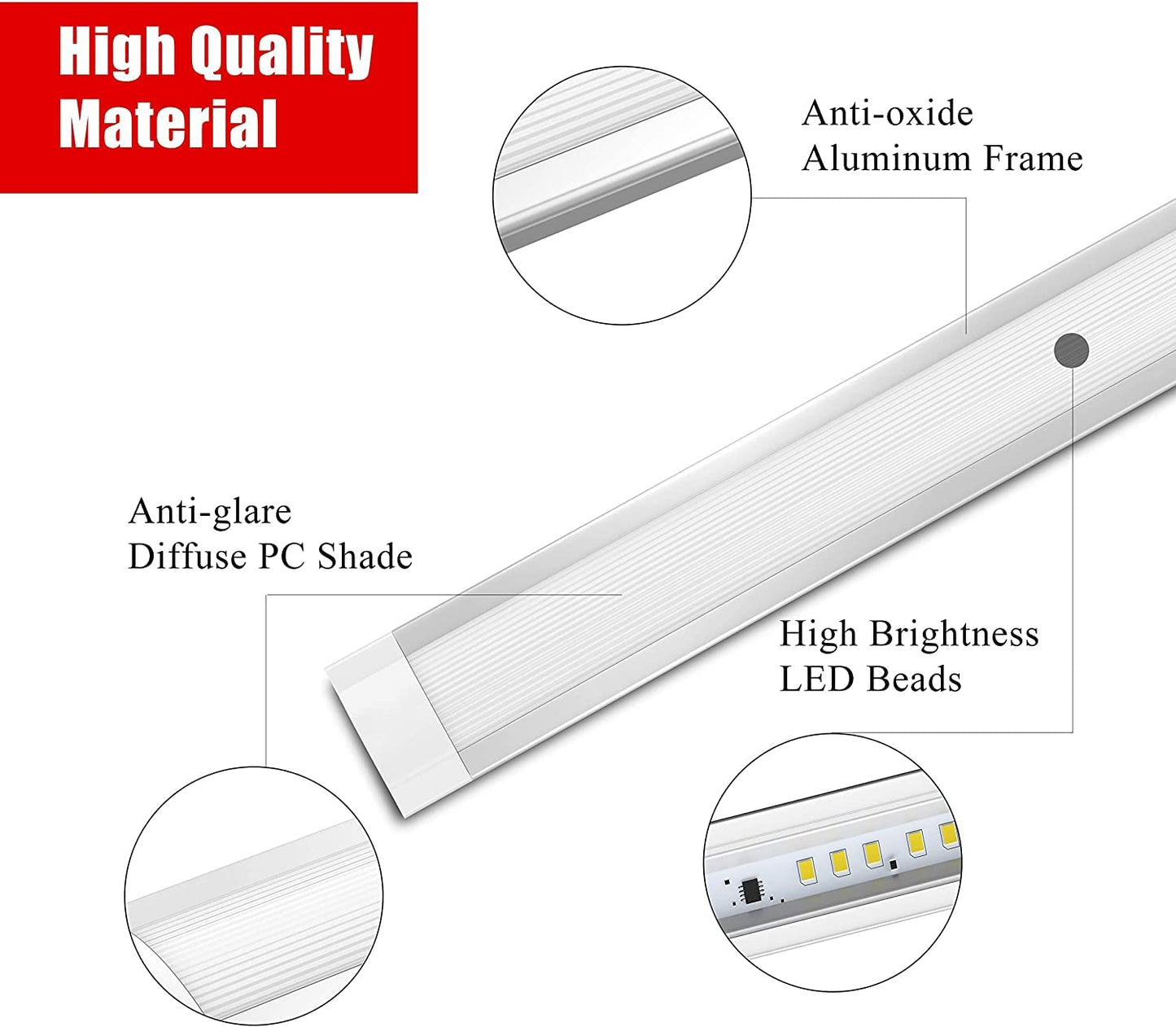 MYPLUS LED Under Cabinet Lighting Kit, 6pcs 12in Light Bar, Warm White 3000K, Aluminum, 1260 Lumen