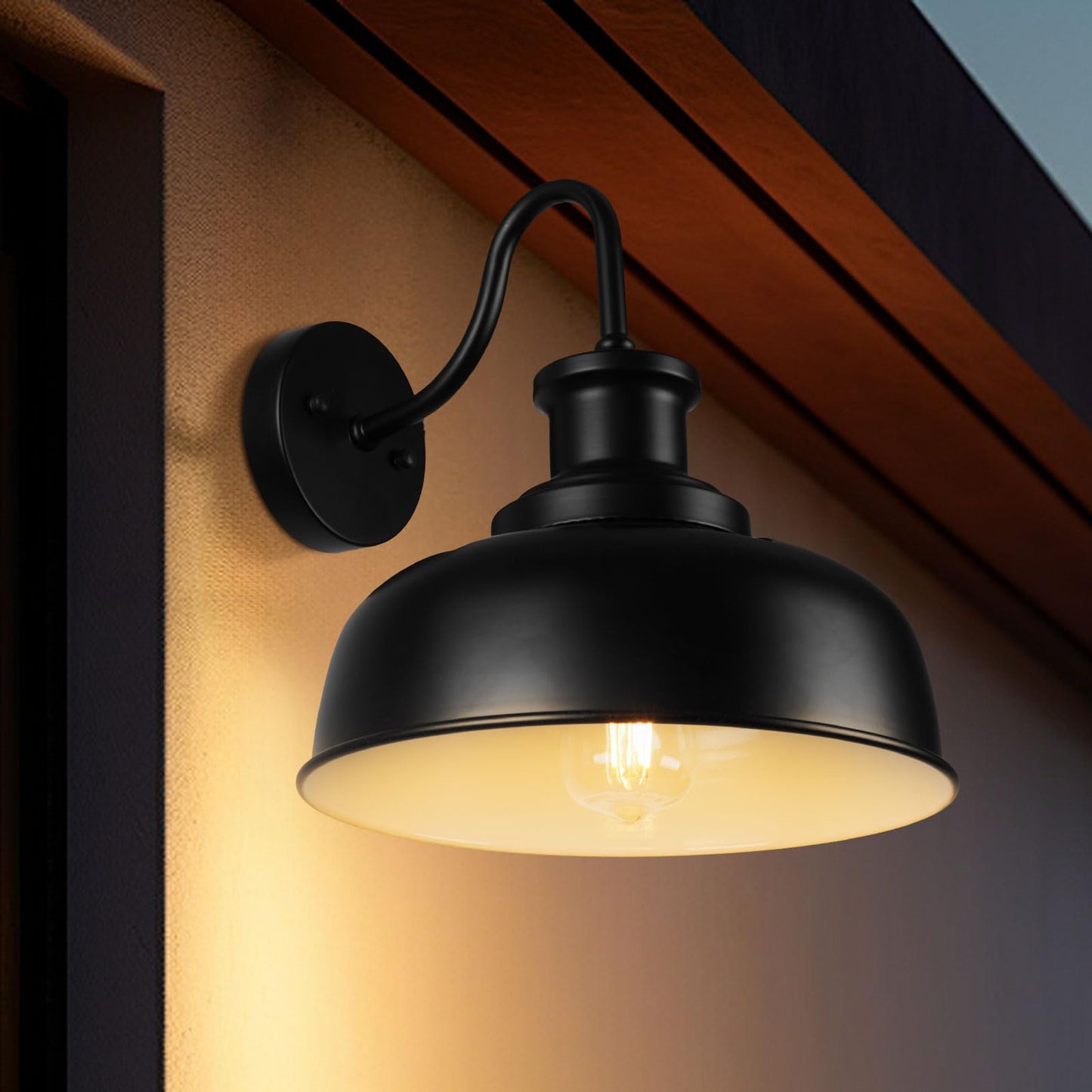 Diyel Solar Barn Lights For Outside  Gooseneck Outdoor Wall Lights Solar Powered  Farmhouse Exterior Wall Sconces  Industrial Exterior Lighting Fixture  Rustic Lantern For Garage  Barn  Shed Rzsr007-2