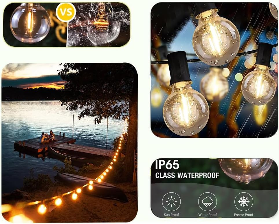 Lampat String Lights  Led 100 Light Bulbs  100Ft G40 Globe String Lights With Bulbs-Ul Listd For Indoor/Outdoor Commercial Decor