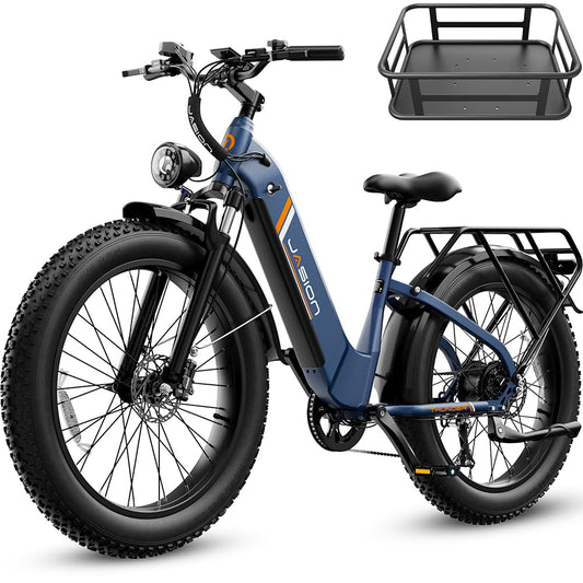 Jasion Thunder Electric Bike for Adults,1800W Peak,26''x 4''Fat Tire E Bikes,80 Miles with 864Wh Removable Battery Ebike, 30+MPH Max Speed Bicycles,Hydraulic Brakes,Front Suspension