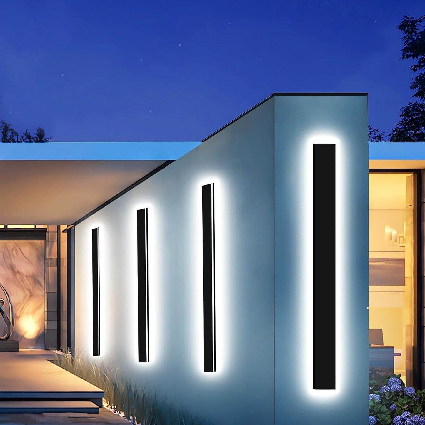 Enmln 12In Modern Outdoor Lights Fixture 4.33In Wide Dimmable Exterior Wall Lights For Garage And Front Door Long Outdoor Wall Sconce Ip65 Waterproof Black Led Outdoor Entrance Lighting