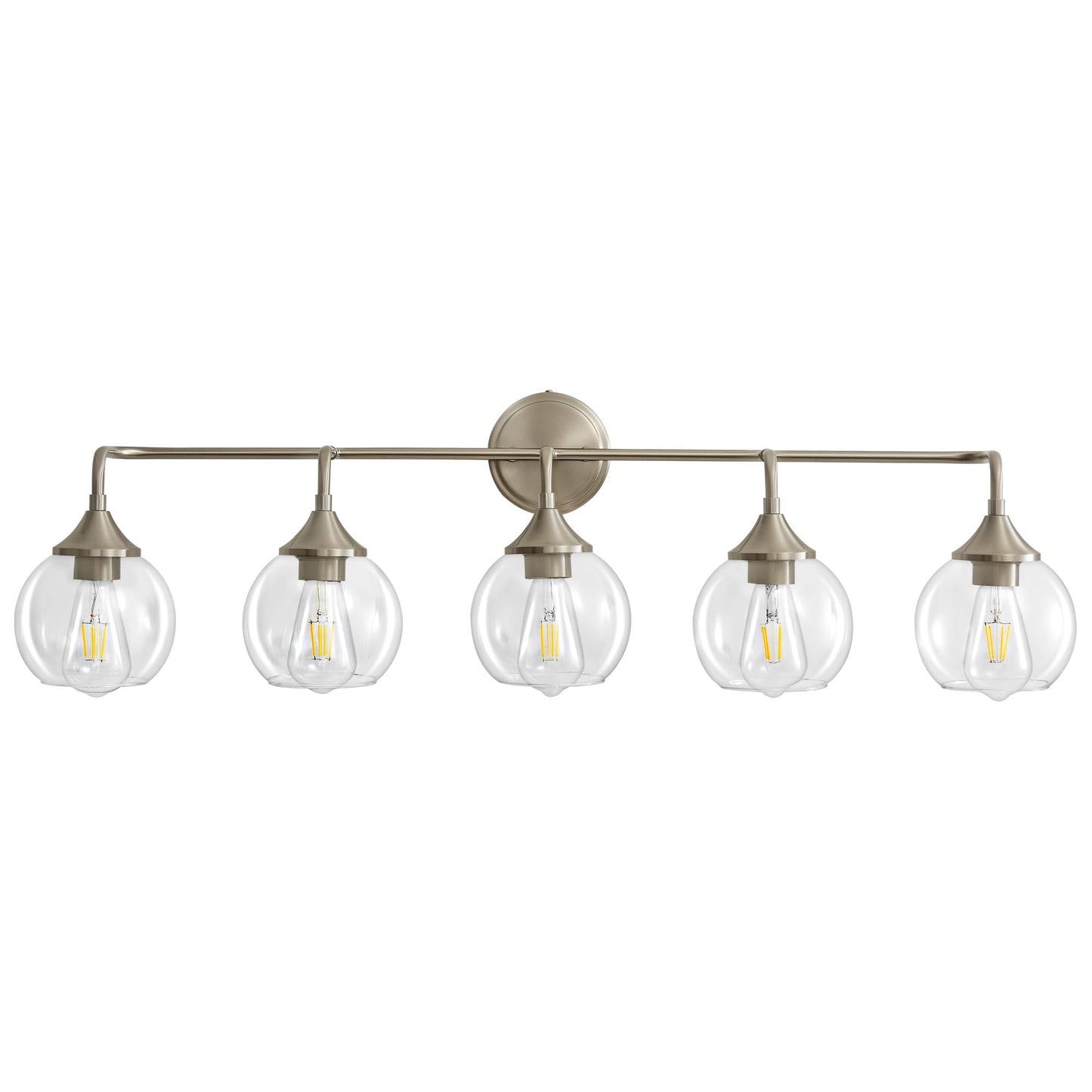 Gednbo Bathroom Vanity Lights With Clear Glass Shade  E26 Base  Vanity Lighting Fixtures Over Mirror  39 Inch Vanity Lights For Bathroom (Exclude E26 Bulb) (Brushed Nickel  5-Lights)