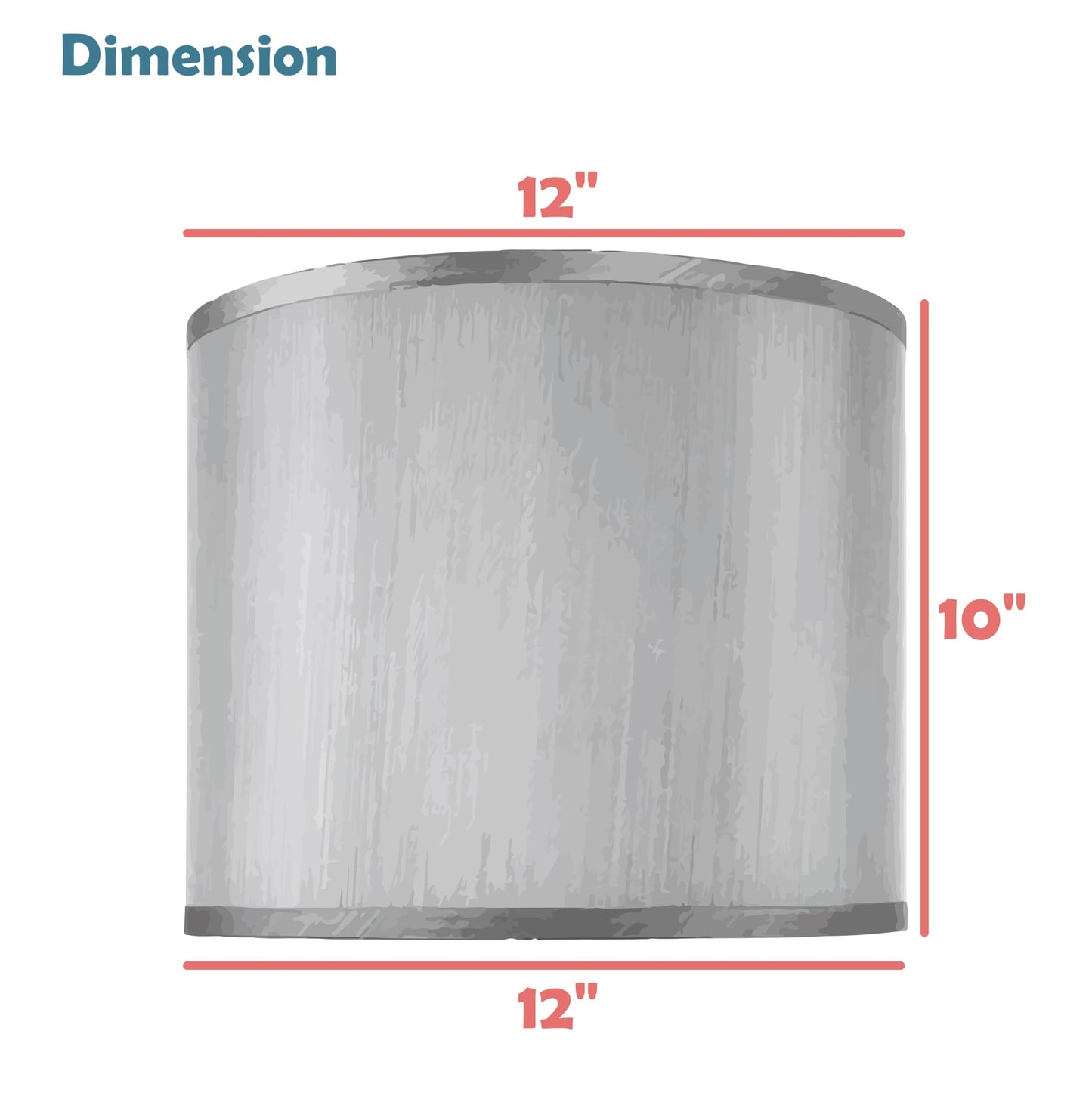Aspen Creative Drum Lamp Shade 12in Wide Synthetic Fabric Grey & Black Model 31015A