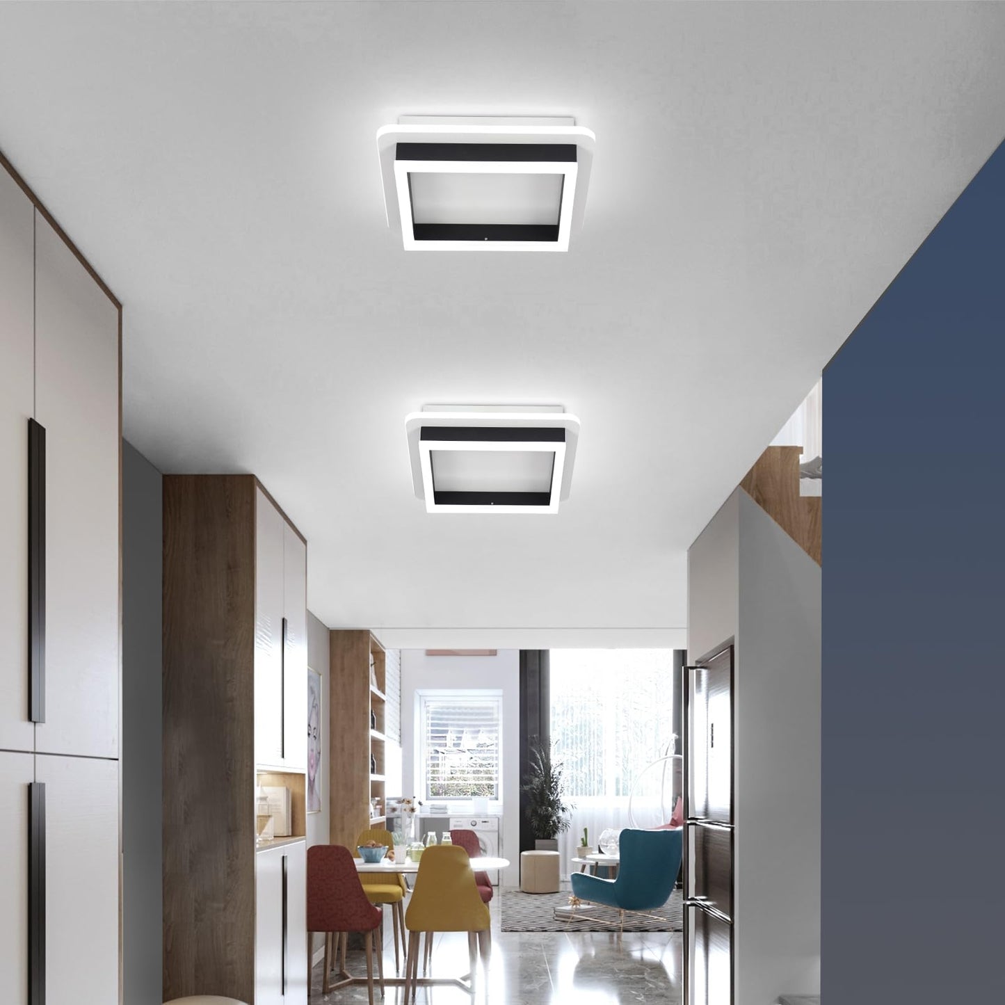 Caneoe 3 Packs Square Flush Mount Ceiling Light  6000K Black Modern Led Ceiling Light Fixture  Minimalist Hallway Lighting Fixture Ceiling Lamp For Hallway Entryway Bedroom Balcony (Black)