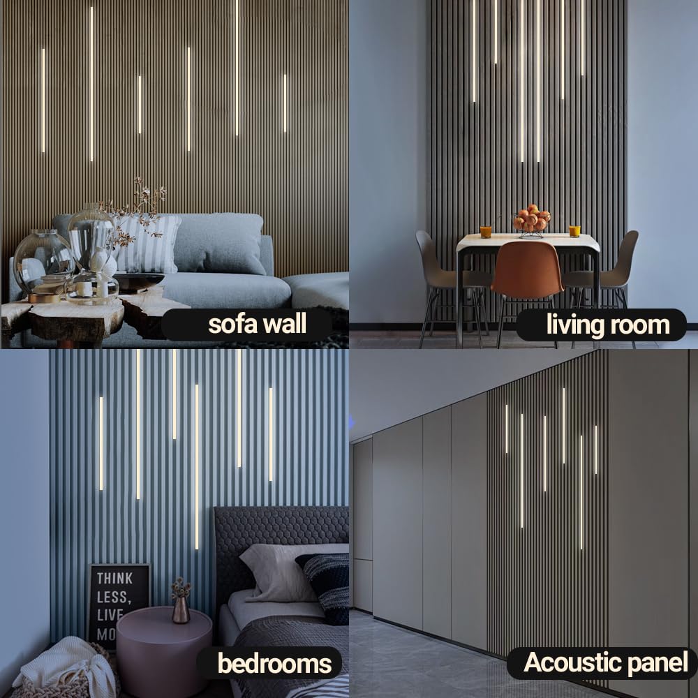 Hamrvl Led Recessed Lighting  Dimmable Self-Adhesive Led Strip Lights For Wood Slat Wall Panels  6 Pcs Warm White 3000K Touching Wall Panel Lights  Ambient Lighting For Acoustic Panels Cabinets