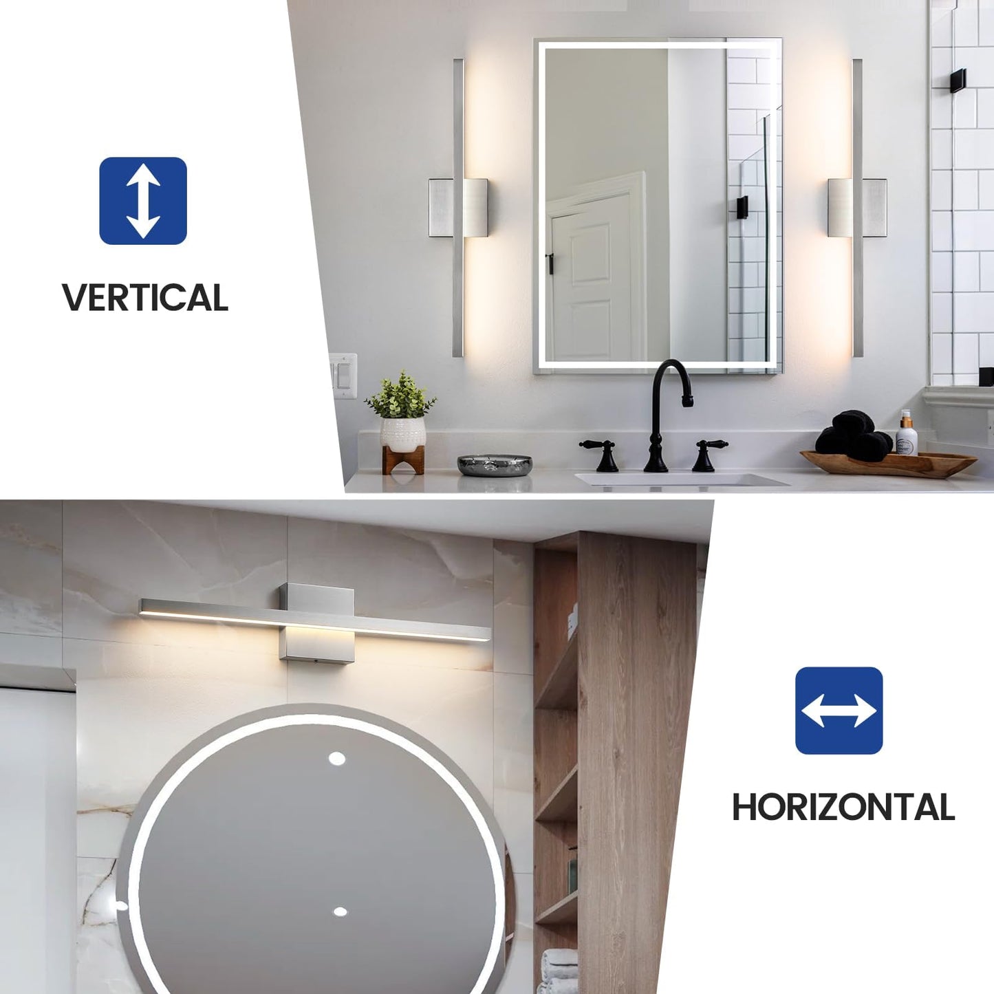 Epinl Brushed Nickel Vanity Light For Bathroom - 23.6Inch Bathroom Vanity Light Fixture Dimmable 5Cct Modern Bathrooms Sconce 18W Led Bathrooms Wall Lighting Fixture Over Mirror
