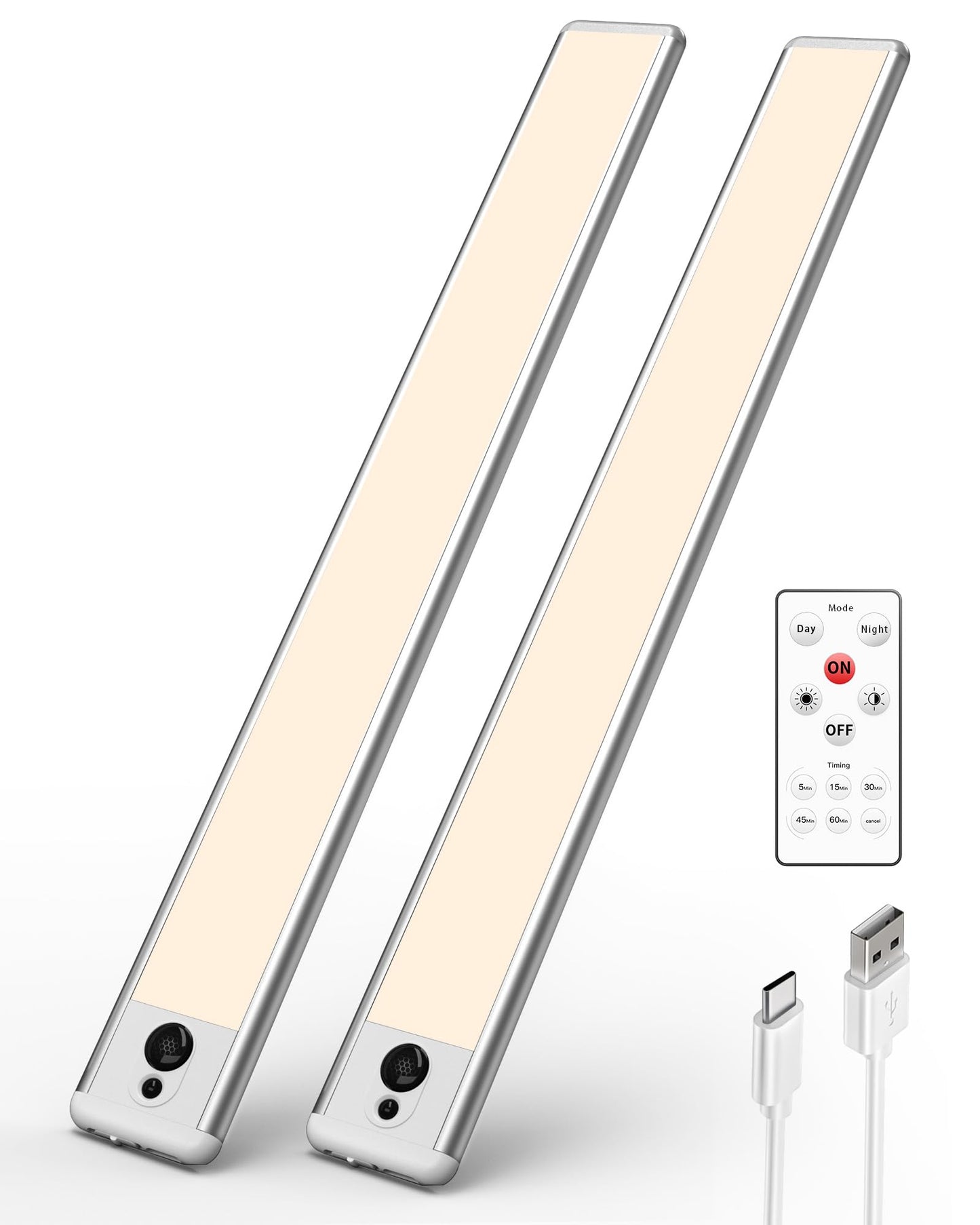 Ezvalo Under Cabinet Lights 14.5 Motion Sensor Light Indoor Dimmable  4000Mah Rechargeable Closet Lights 3500K With Remote Control  Wireless Under Counter Light For Kitchen Cabinet (Warm-6Pack)