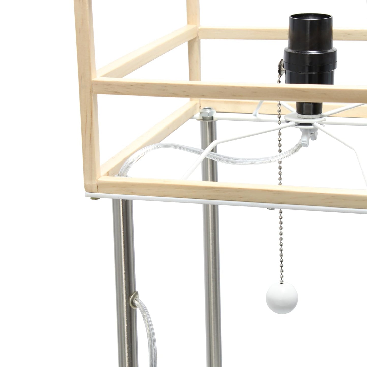 Simple Designs LF1022-LWD Metal Etagere Floor Lamp, Light Wood