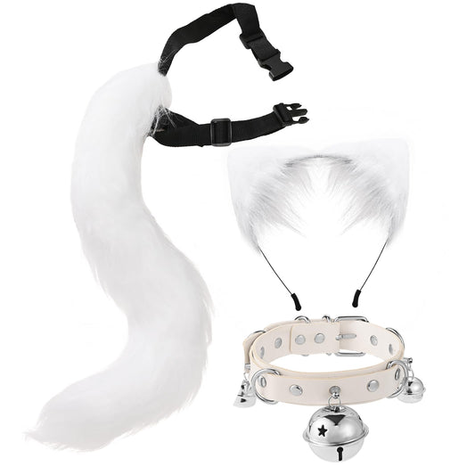Furry Costume Cosplay Set For Women 3d Toe Beans Gloves Cat Tail Clip Ears Leg Warmers Fluffy Party Toys For Gift…