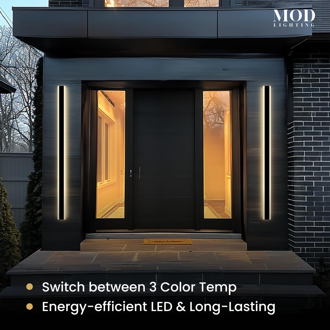 ?????? ???????????????? Haylen | Waterproof Outdoor Wall Light  Led Dimmable With Remote 3000K-6000K  Long Outdoor Porch Lights  Wired Lighting Fixture  Patio Exterior Wall Sconce  2-Pack (Black  59)