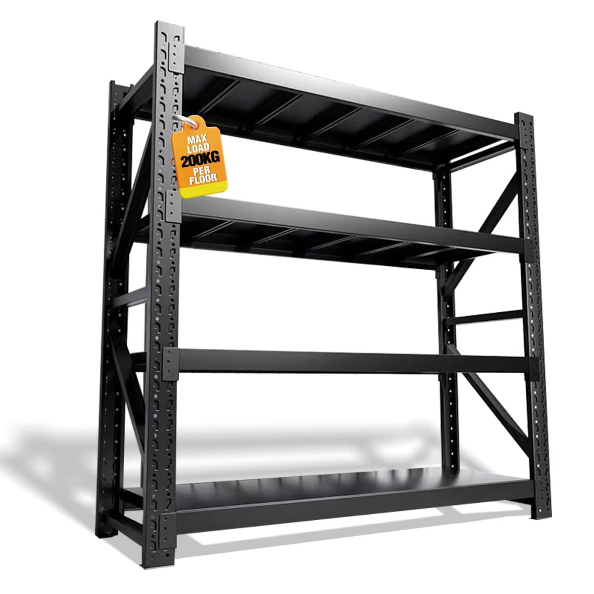 5000lbs Load Capacity,Heavy Duty 4-Tier Steel Shelving Unit, Adjustable Industrial Storage Rack for Garage Warehouse (Black, W78.74*D23.62*H78.74)