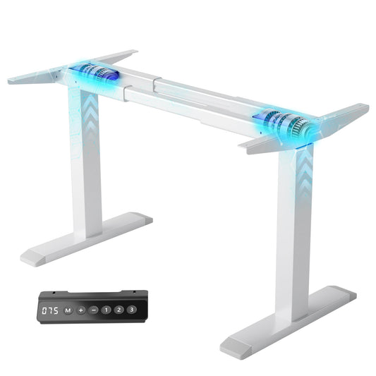 ZTTEN Dual Motor Electric Standing Desk Frame - 300 lbs Heavy Duty, 3 Memory Height Presets - Sit Stand Desk Frame, Computer Height Adjustable Desk Legs & Base for 43.3"-63" Desktop, White Frame Only