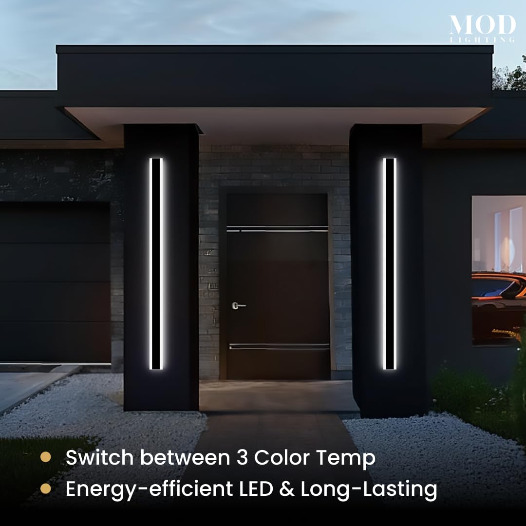 ?????? ???????????????? Haylen | Waterproof Outdoor Wall Light  Led Dimmable With Remote 3000K-6000K  Long Outdoor Porch Lights  Wired Lighting Fixture  Patio Exterior Wall Sconce  2-Pack (Black  67)