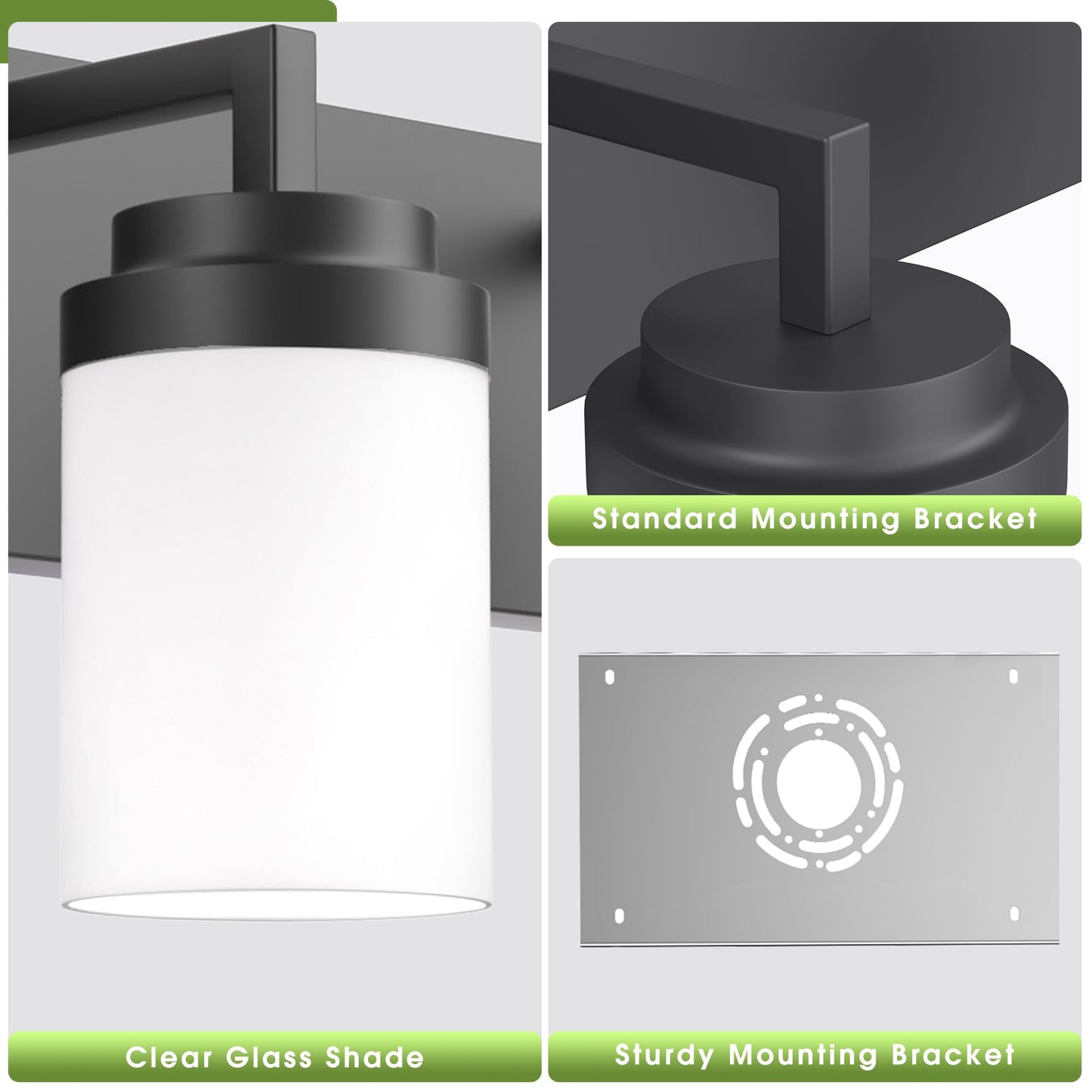 Espird Bathroom Vanity Light  3 Light Matte Black Vanity Light With White Matte Glass Shade  22In Farmhouse Wall Light  Lighting Fixtures Over Mirror For Bathroom/Living Room