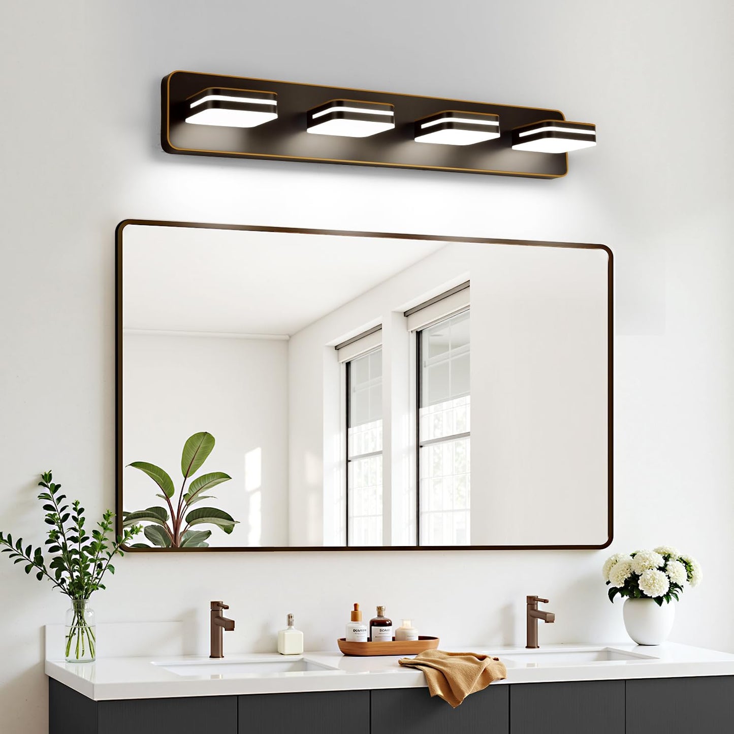 1600Lm Led Modern Bathroom Vanity Light Fixtures  360?Rotate Acrylic Brown And Gold Vanity Lights For Bathroom  Modern Wall Lighting Fixtures Over Mirror Kitchen Living (Natural White Light 5000K)