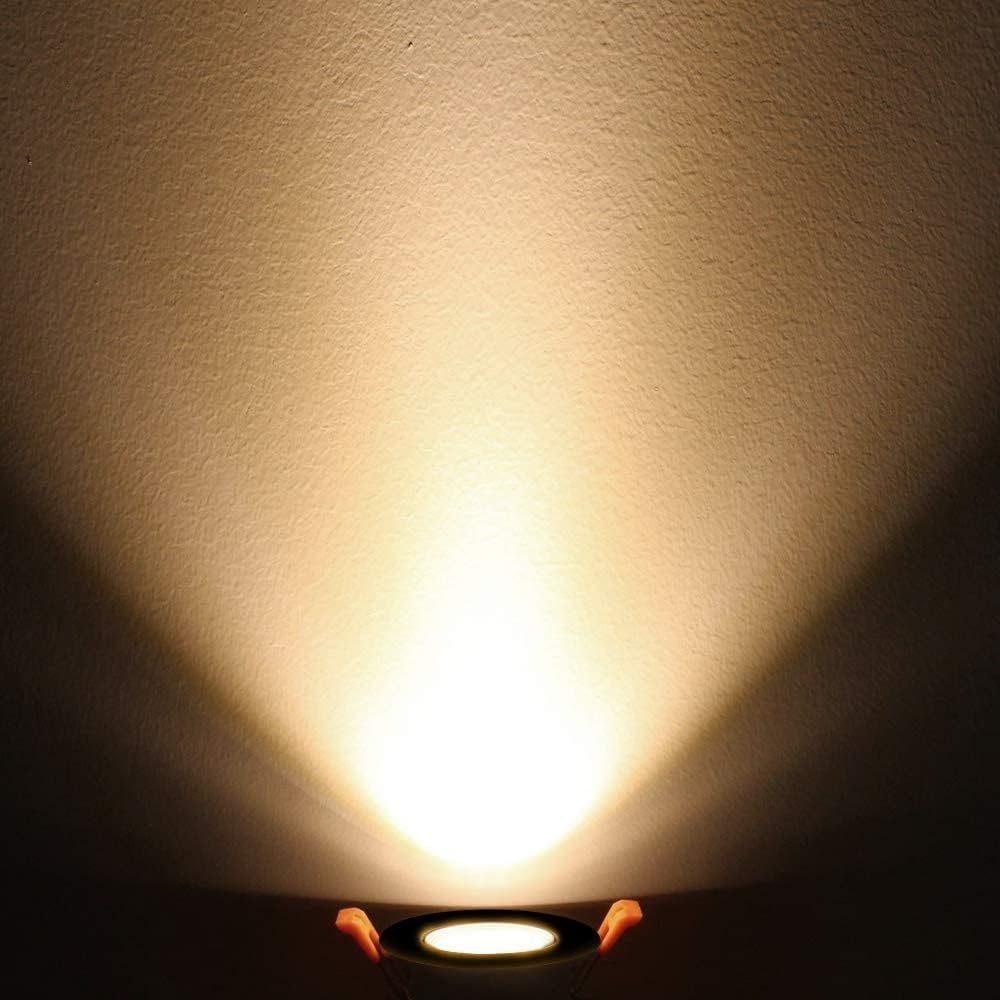 Inshareplus 2 Inch Led Downlight  3W Recessed Lighting 220Lm Cob Dimmable  3000K Warm White  Cri80  Black Trim  Ceiling Lights With Led Driver  20 Pack