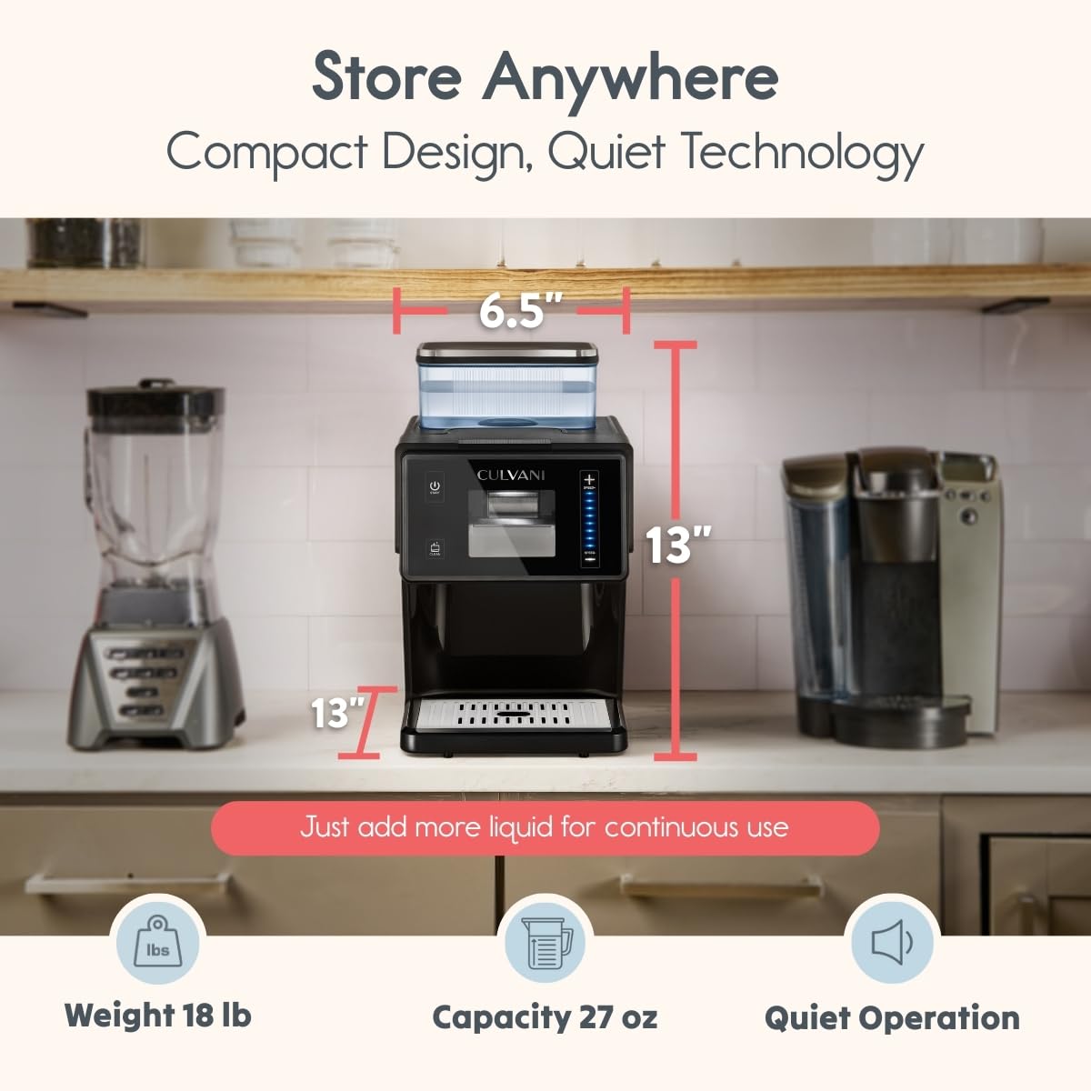 Culvani Snowlux Shaved Snowflake Ice Machine | Self-Cleaning, 8-Speed Custom Texture Control, Professional Cooling System, Sugar-Free Friendly | Smoothies, Snow Cones, Cocktails & Frozen Desserts