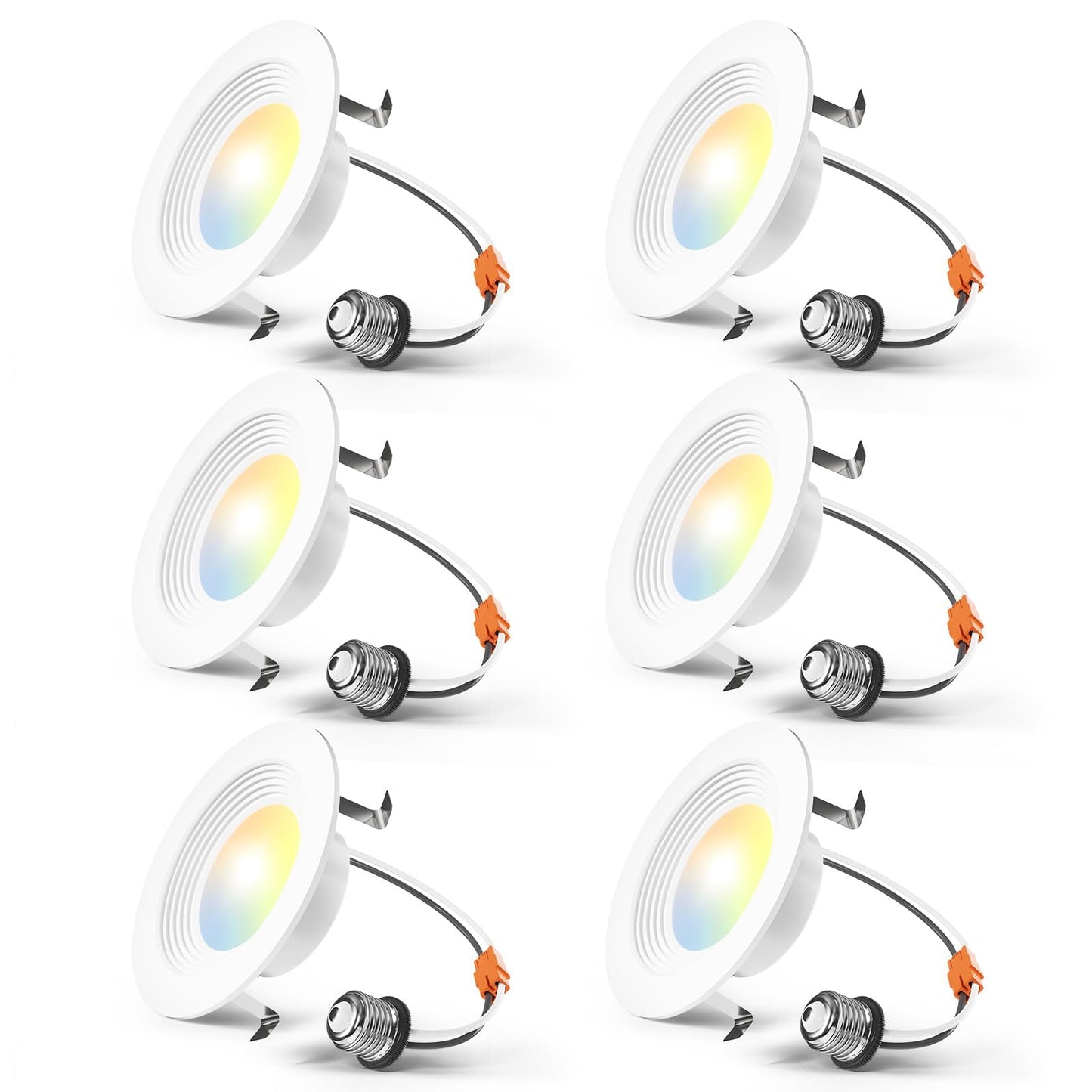 Amico 4 Inch 5Cct Led Recessed Lighting 6 Pack  Dimmable  Ic Rated  8.5W=60W  650Lm Can Lights With Baffle Trim  2700K/3000K/4000K/5000K/6000K Selectable  Retrofit Installation  Etl & Fcc