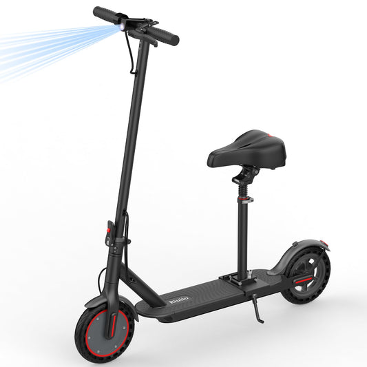 Folding Electric Scooter for Adults with Seat- 19MPH & 21-Mile Range, 350W Motor, 8.5" Solid Tires with App Control & Dual Brake System - UL2272 Certified Commuter E-Scooter