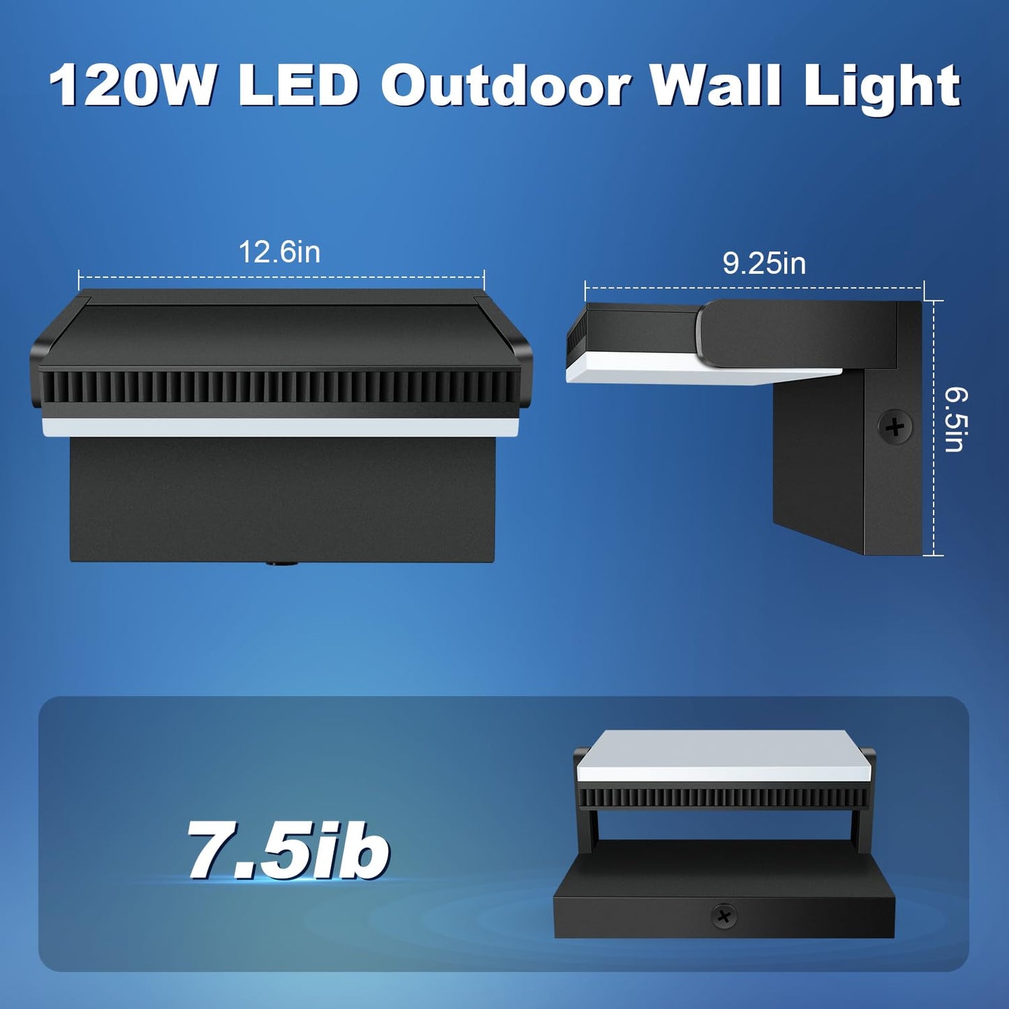 Juyace 120W Led Wall Light Outdoor Flood Lighting Exterior Fixtures 360 Rotation 5000K For Garage Yard Barn Area Backyard Building 4Pack