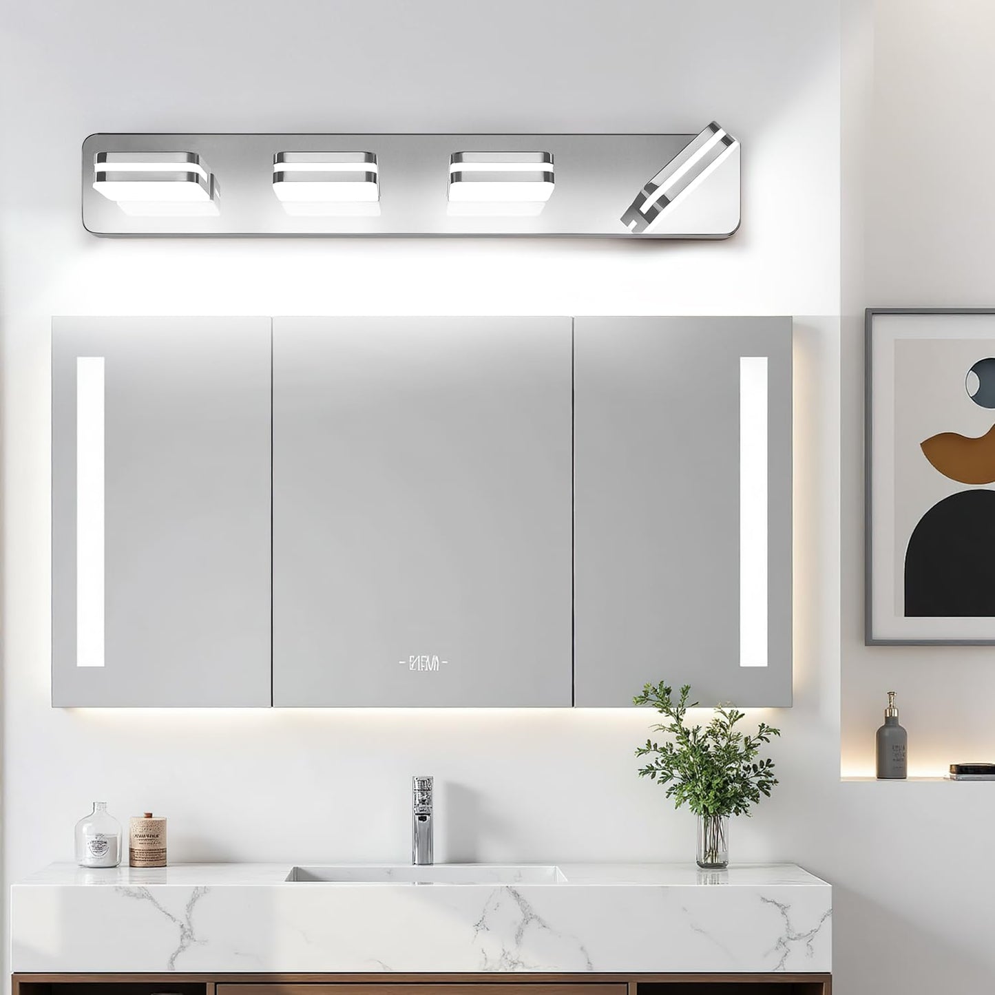 1600Lm Led Modern Bathroom Vanity Light Fixtures  360?Rotate Acrylic Chrome Vanity Lights For Bathroom  Modern Wall Lighting Fixtures Over Mirror Kitchen Living Room (Natural White Light 5000K)