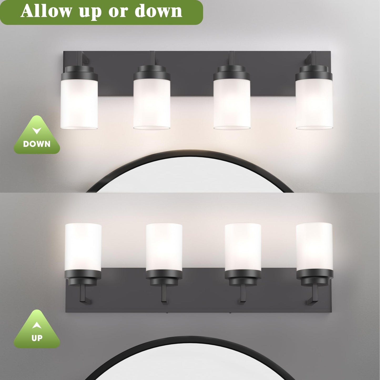 Espird Bathroom Vanity Light  4 Light Matte Black Vanity Light With White Matte Glass Shade  30In Farmhouse Wall Light  Lighting Fixtures Over Mirror For Bathroom