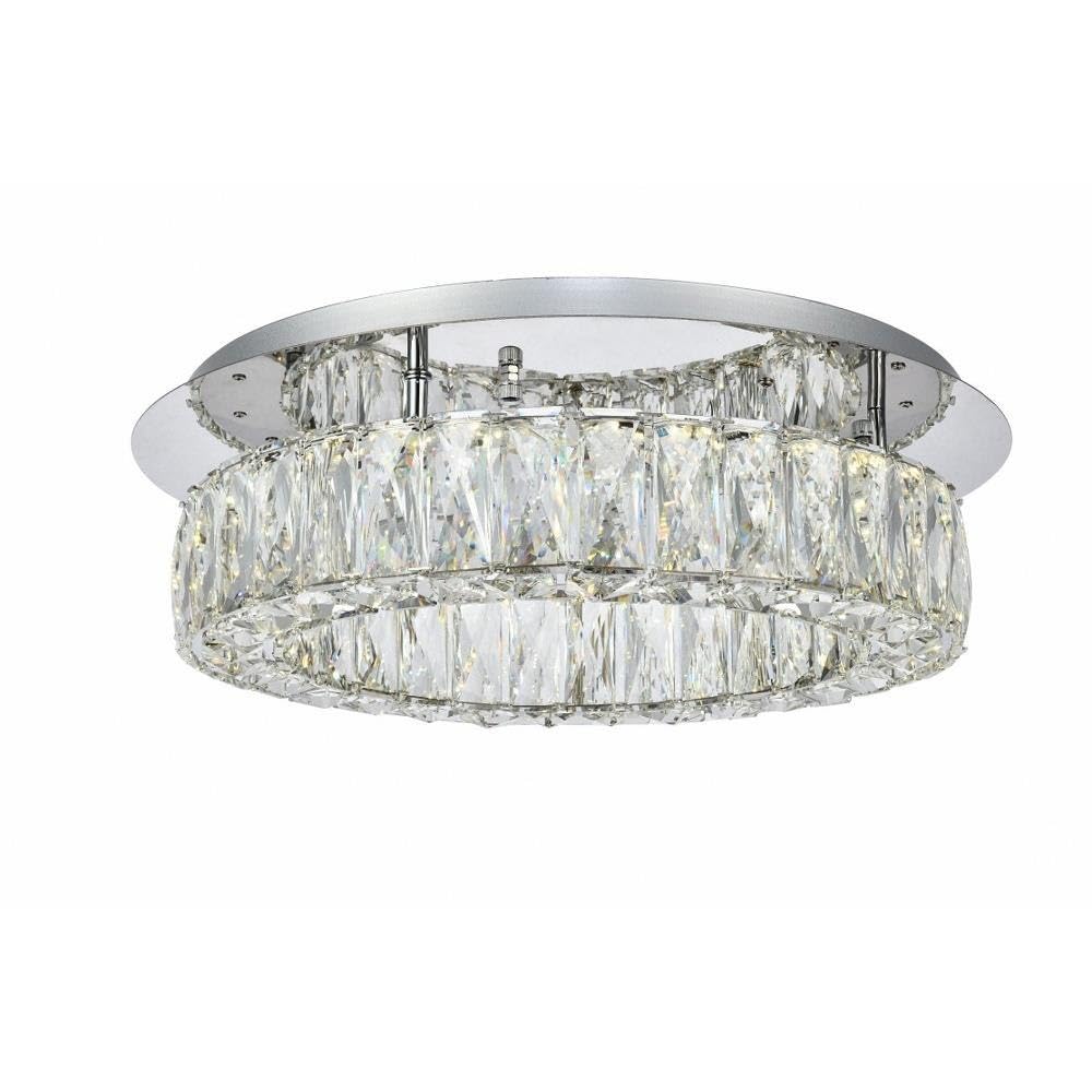 Elegant Lighting Monroe LED Flush Mount Light, Chrome, Crystal, 17.7inx17.7inx5.1in, Model 3503F18C