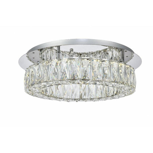 Elegant Lighting Monroe LED Flush Mount Light, Chrome, Crystal, 17.7inx17.7inx5.1in, Model 3503F18C