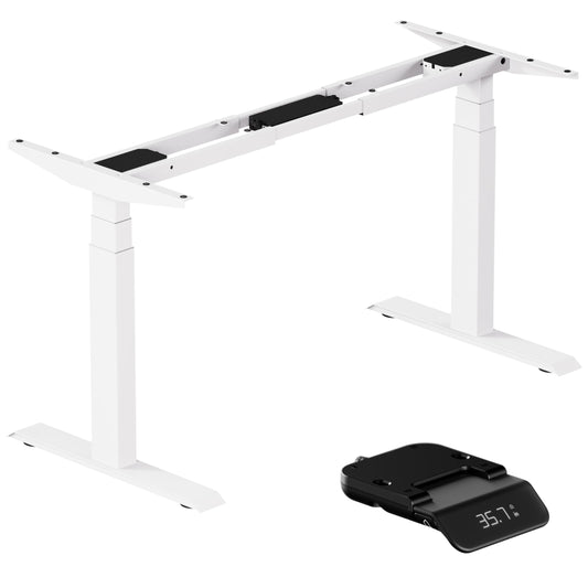 Standing Desk Frame 3 Stages with Smart Paddle Controller.Gyroscope Sensitive to collisions.Heavy Duty Adjustable Desk Frame for 40 to 72 inch Table Tops,Dual Motor,Load 275 lbs.White