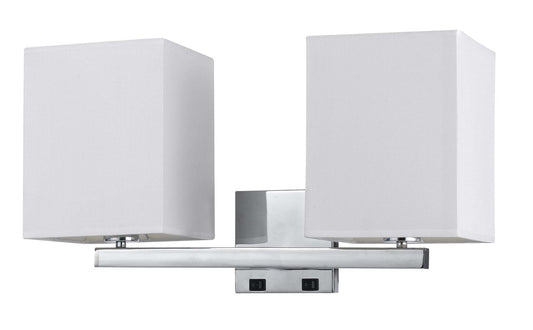 Cal 60W X 2 Wall Lamp, Brushed Steel, Metal, 21inL x 8.25inW x 12inH, Model LA-8028W2L-1-B