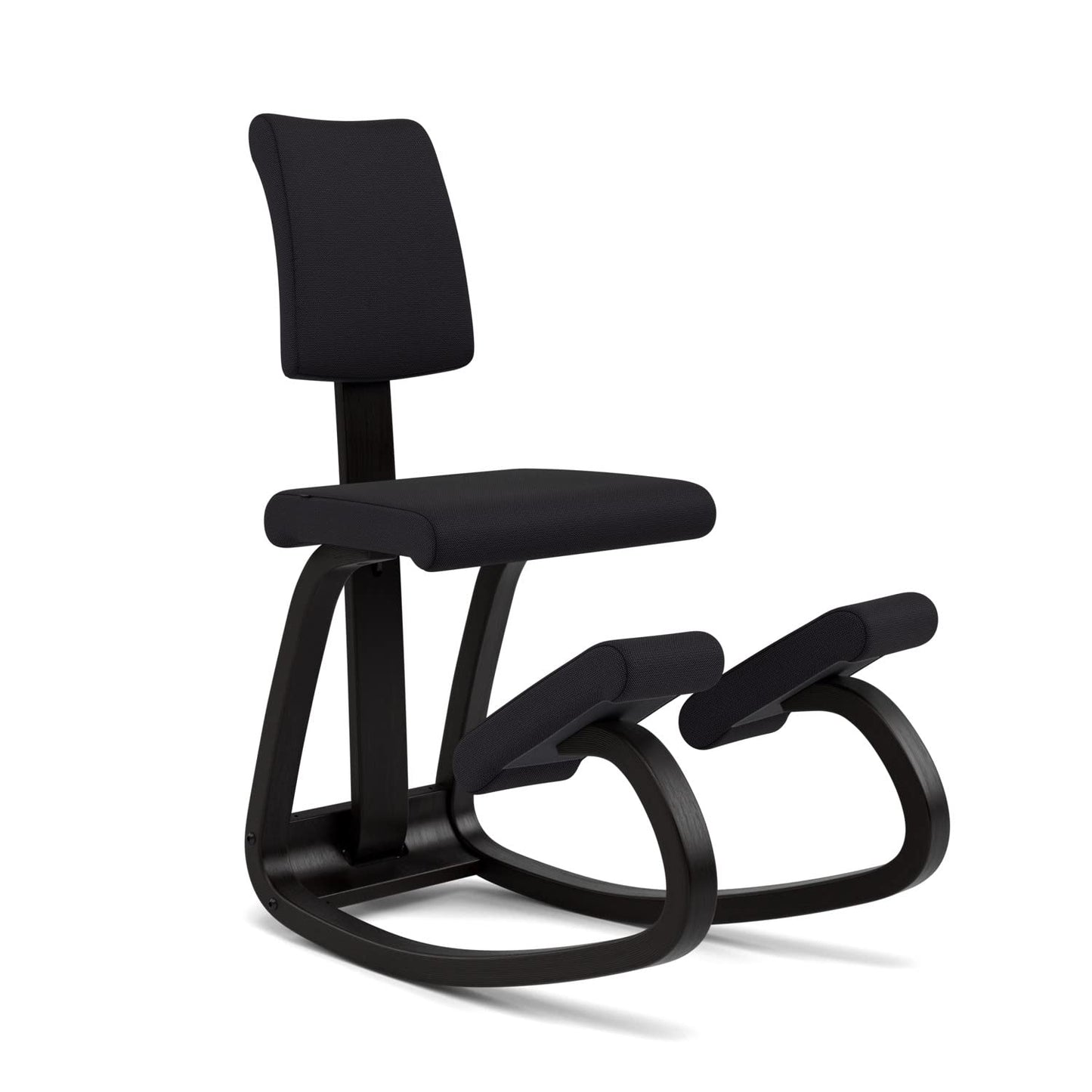 Varier Variable Plus Ergonomic Kneeling Chair with Backrest Black/Black| Active Sitting Posture Support Home Office Desk Chair | 10 Year Guarantee