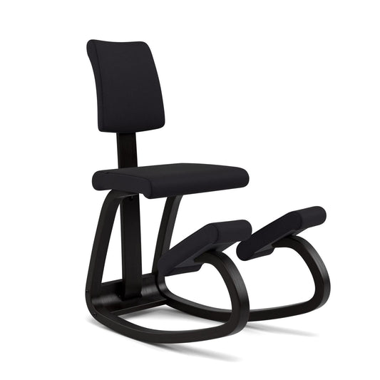 Varier Variable Plus Ergonomic Kneeling Chair with Backrest Black/Black| Active Sitting Posture Support Home Office Desk Chair | 10 Year Guarantee