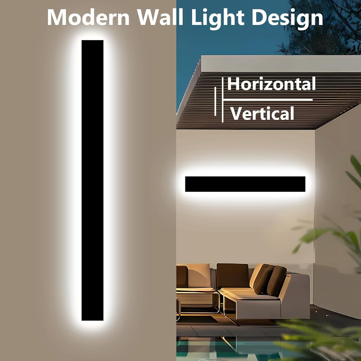 Pedforn 31In Modern Outdoor Wall Light  Ip65 Waterproof Outdoor Wall Sconce  3000K-6000K Dimmable Led Black Garage Lights  Exterior Wall Lighting  Anti-Rust Linear Long Wall Light