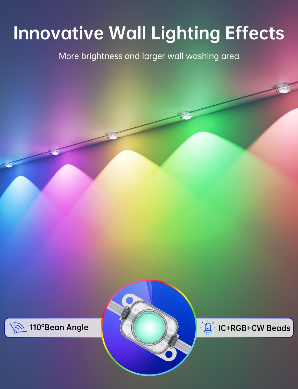 Lemonlovely Permanent Outdoor Lights Pro 100Ft With 50 Smart Ic+Rgbcw Christmas Halloween House Lights With Warm/Cool/Nature White Leds  Ip67 Waterproof For Holiday Daily Decor Accent Lighting