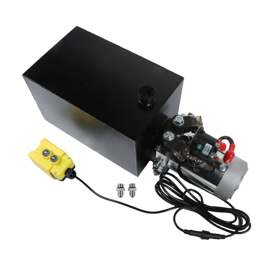 Zachager 1 Piece 15 Quart Hydraulic Power Unit Electric Hydraulic Pump 12V DC Double Acting Max Pressure 3200PSI Hydraulic Pump for Dump Trailer Lifting