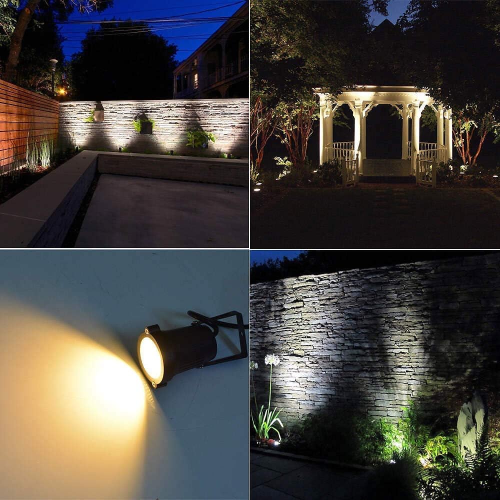 Romwish Led Landscape Spotlights  10W Outdoor Spotlights For Yard  3000K Warm White  120V Ac Spot Light With Ground Spike  Waterproof Landscape Lighting For House Garden Lawn Decorative (12Pack/10W)