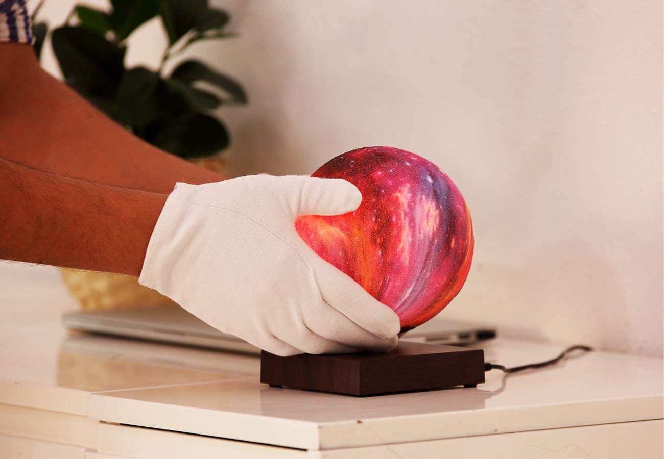 VGAzer Levitating Moon Lamp, 7 Color LED Light, Square Base, Model VA1213, Plastic