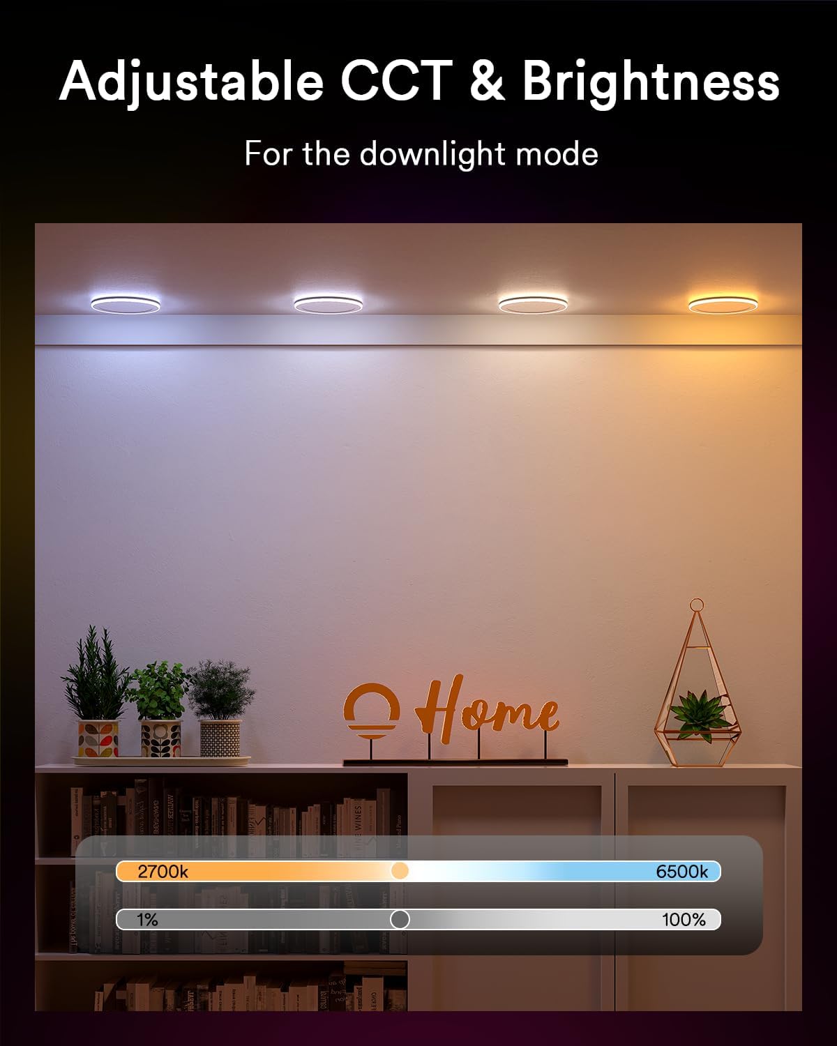 Lumary Rgbai Smart Recessed Lighting 8 Inch With Gradient Accent Light And Night Ring  18W 1400Lm Smart Can-reduceer Downlight  Compatible With Alexa/Google Assistant/Siri  4Pcs