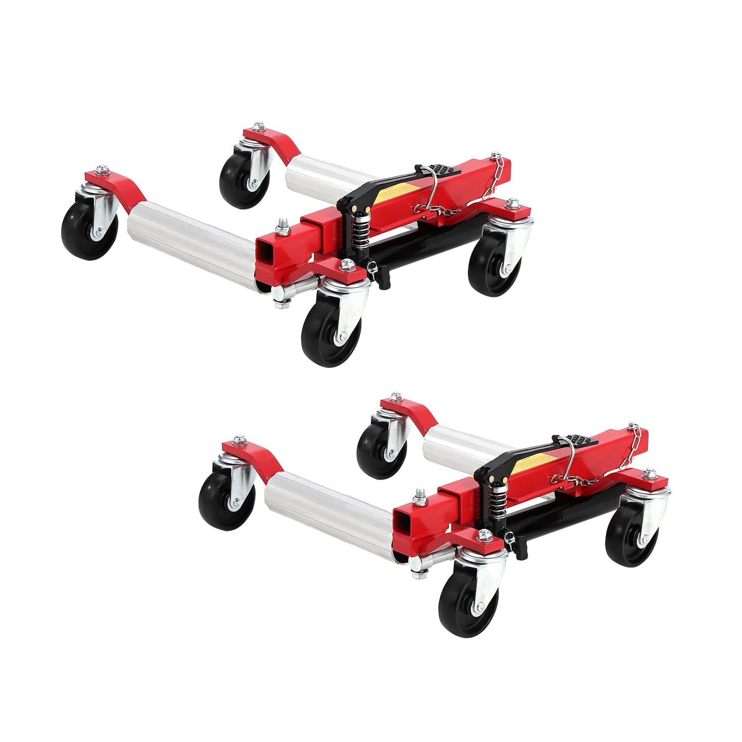 Car Wheel Dolly Set of 2, 1500 LBS Capacity Car Dolly with Hydraulic Tire Jack & Aluminium Twin Rollers, Heavy Duty Rollers with Foot Pedal for Tire Auto Repair Moving, Red
