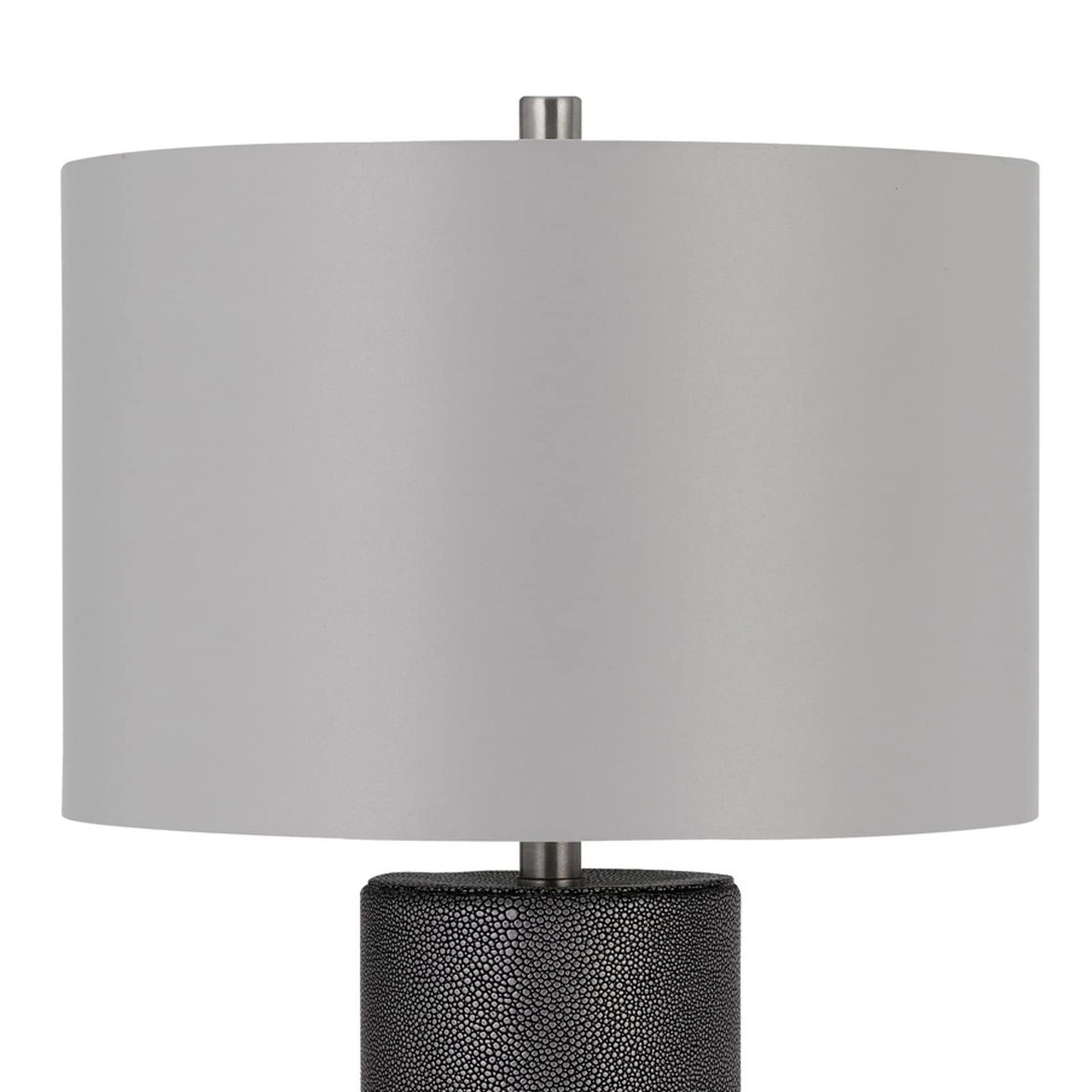 Benzara Ceramic Table Lamp, 27 in., Dimmer, Faux Leather Wrapped, Gray, Model BM272316