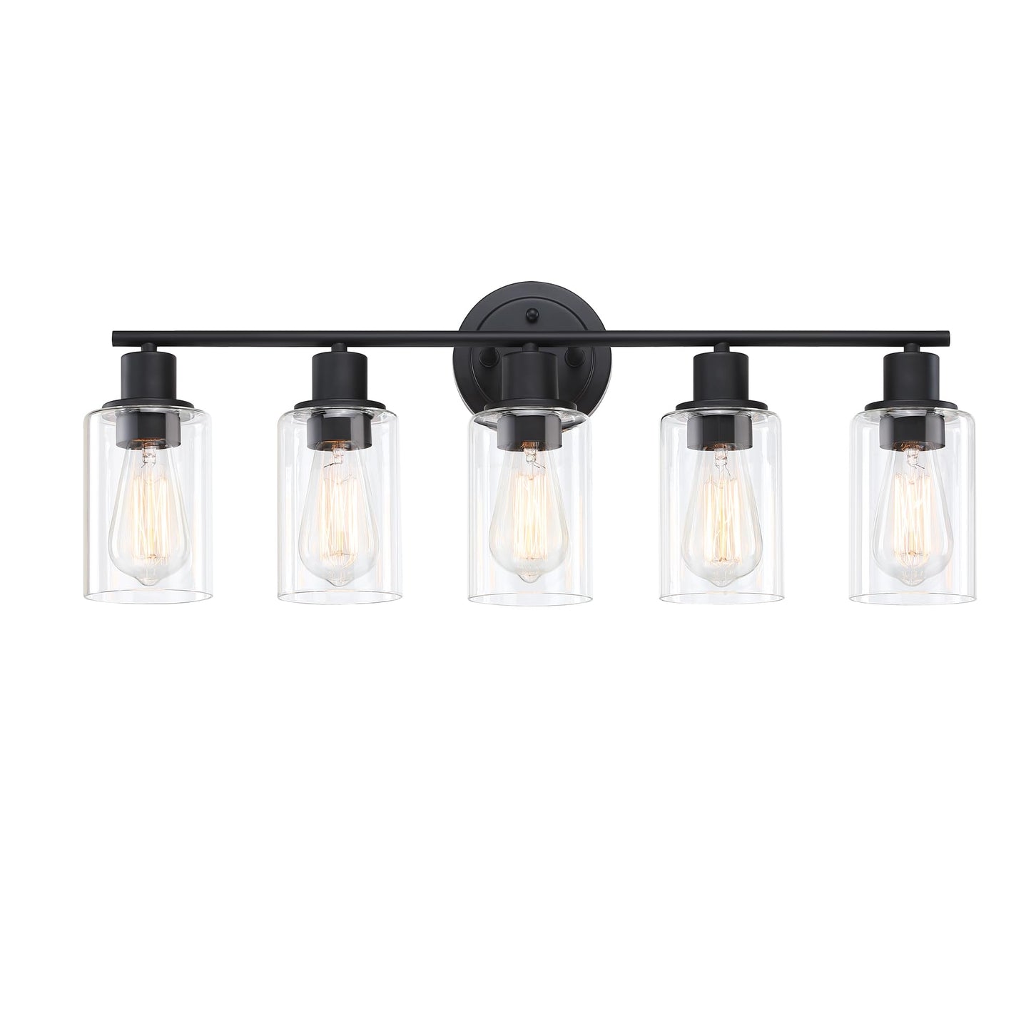 Faymart Lighting 5-Light Black Bathroom Vanity Light Fixture Over Mirror - 5 Bulb Black Wall Sconce For Bathroom Bedroom Hallway Wall Mount Fixture Over Kitchen Sink