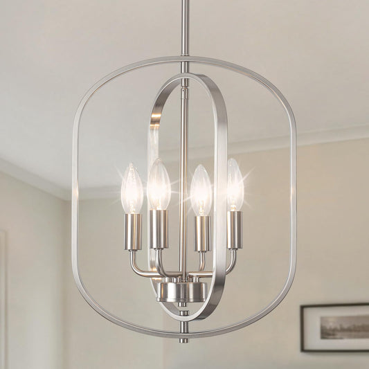Nickel Chandelier Light  Modern Farmhouse Chandeliers For Dining Room Light Fixture  Adjustable Pendant Lights Kitchen Island Foyer Lighting Fixtures Rustic Kitchen Chandelier For Entryway Living Room